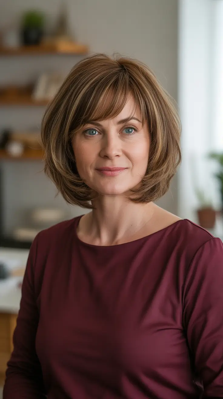 Trendy haircuts for women over 50 - 2026 - Rounded Bob With Soft Fringe