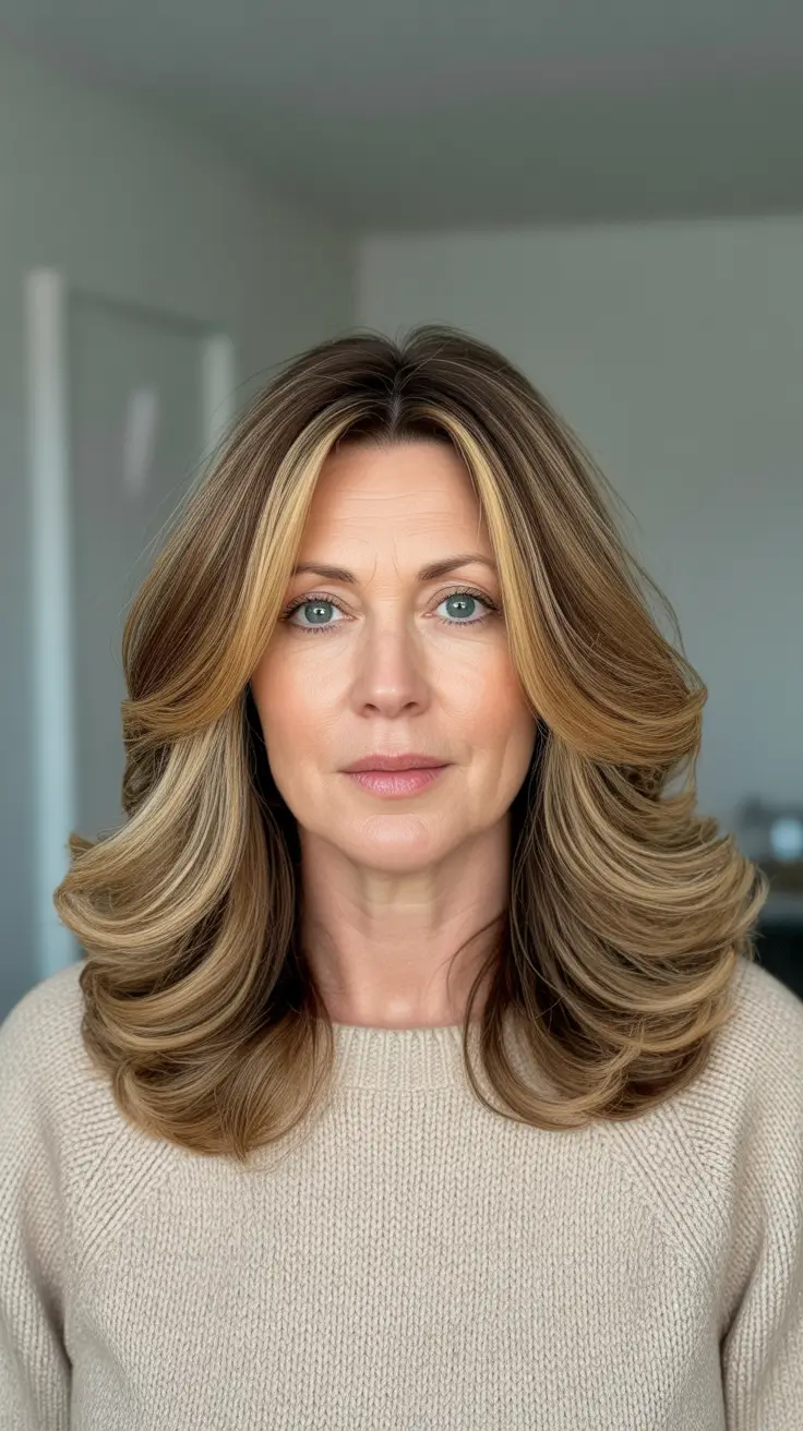 Trendy haircuts for women over 50 - 2026 - Luxurious Long Layers With Golden Highlights