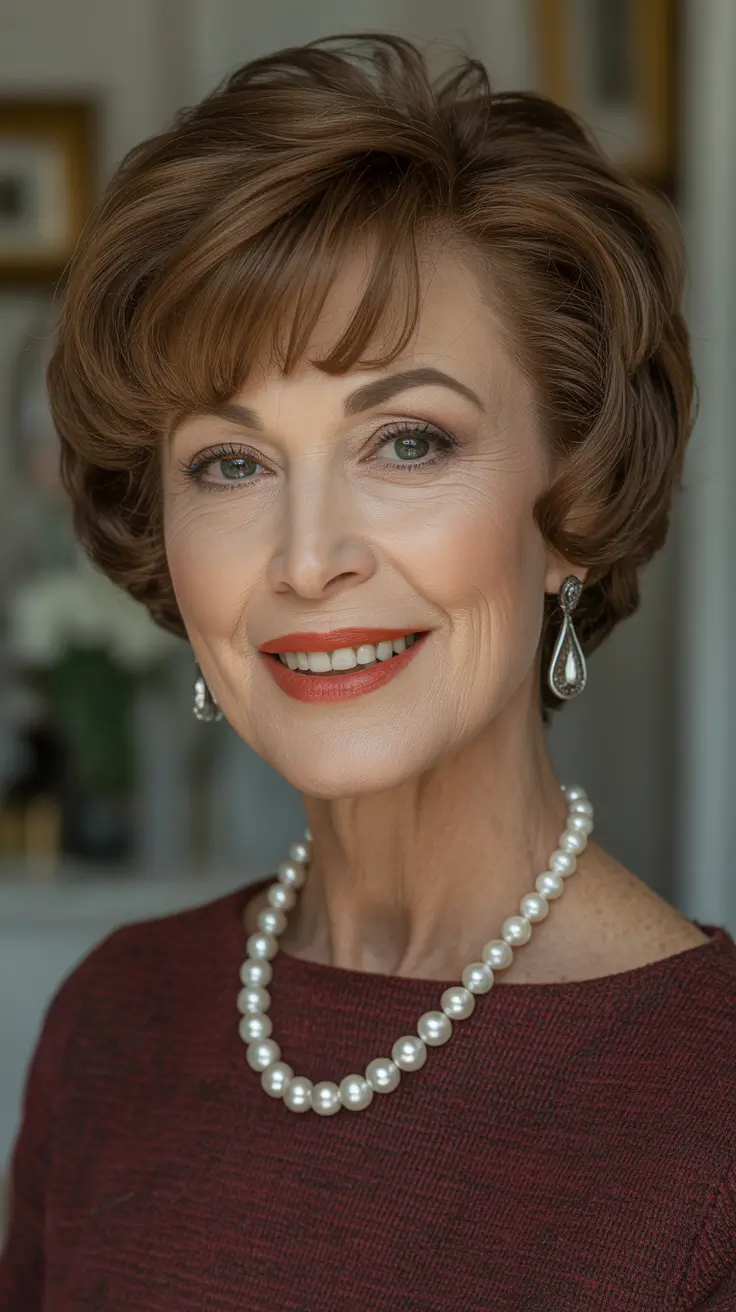 Trendy haircuts for women over 60 - 2026 Polished Short Bob With Side-Swept Volume