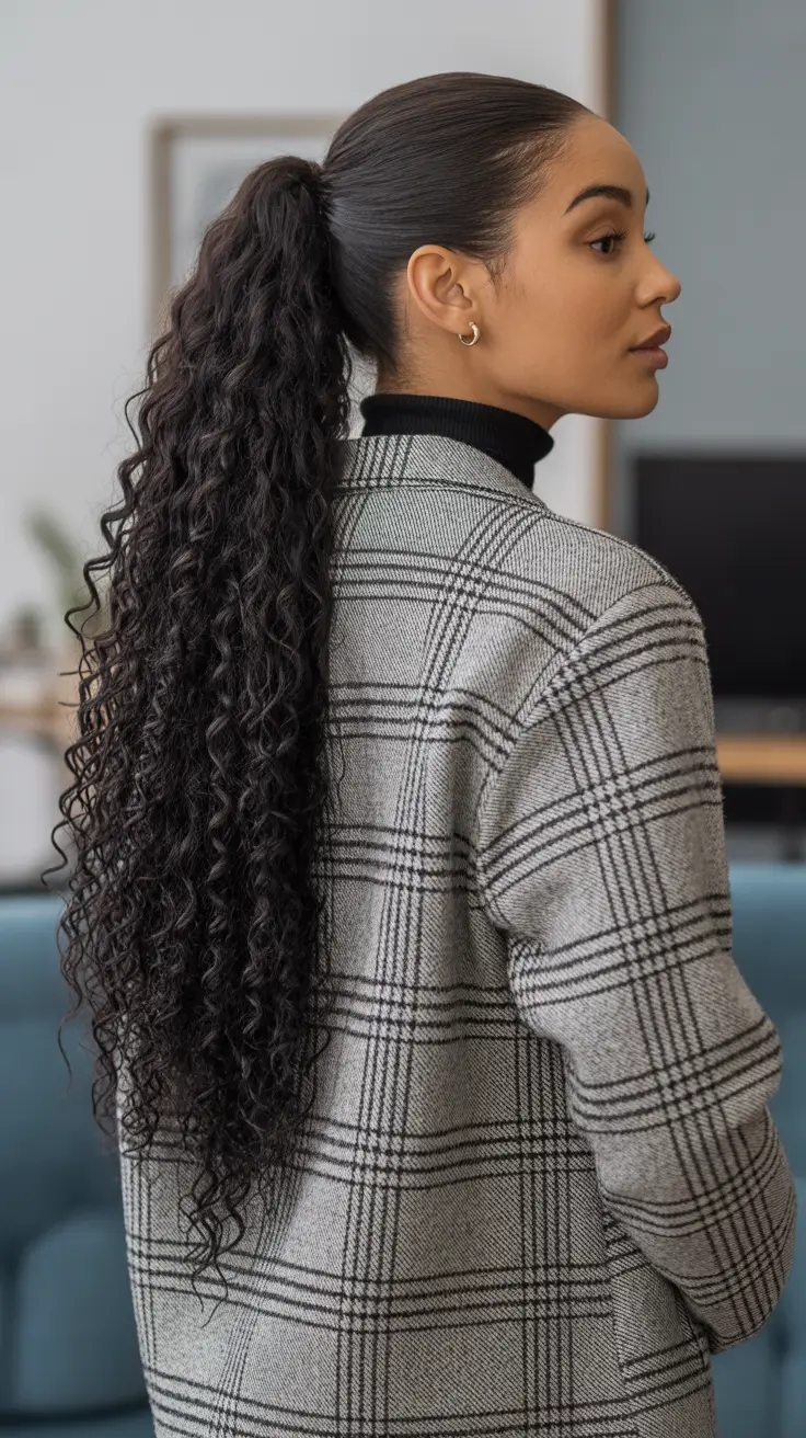 Modern hairdos for black women 2026 - Sleek High Curly Ponytail With Office Chic Layers