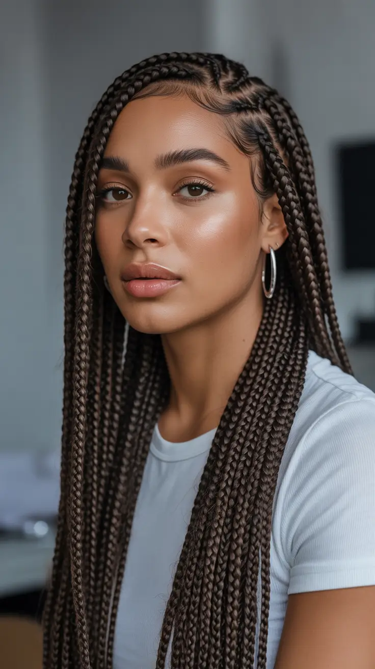 Modern Hairdos For Black Women 2026 - Sleek Mid Back Box Braids