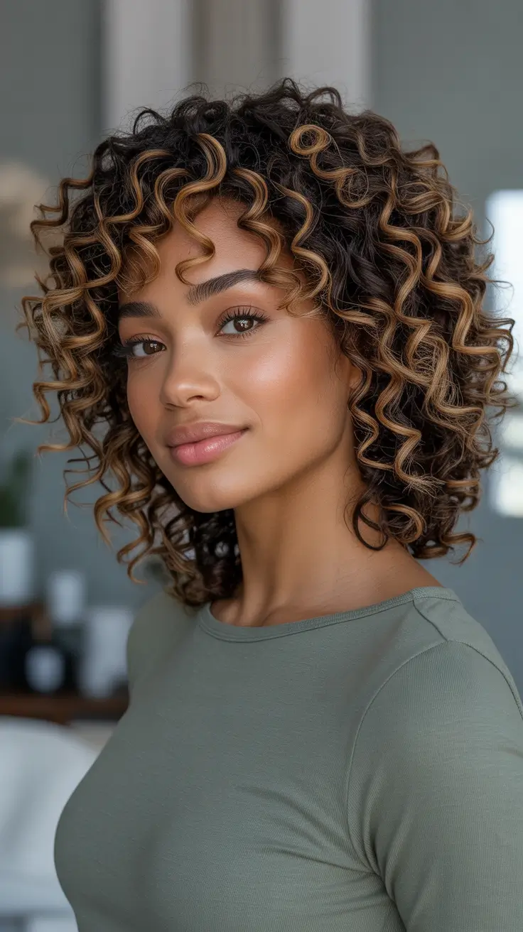 Modern Hairdos For Black Women 2026 - Curly Highlighted Lob