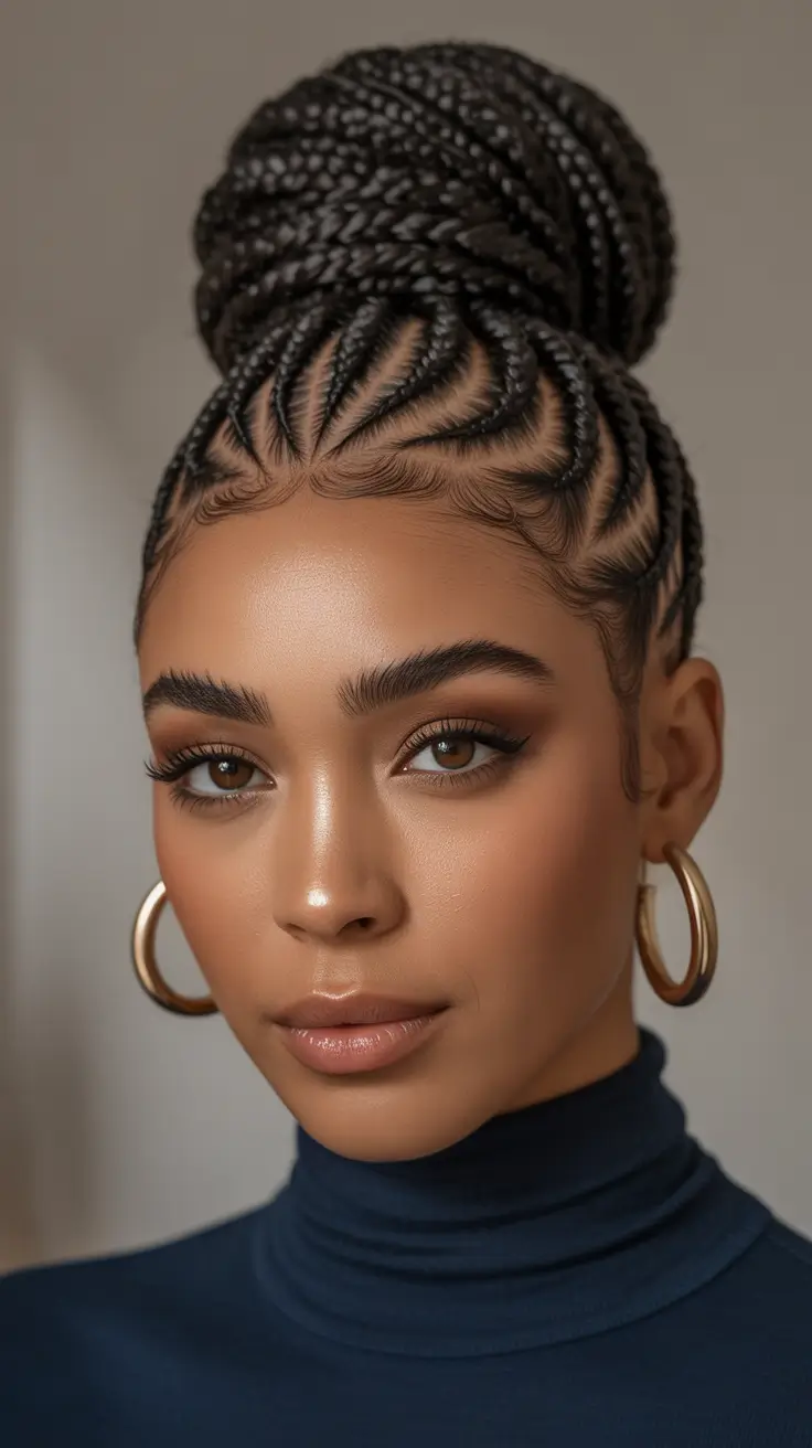 Modern Hairdos For Black Women 2026 - High Braided Crown Bun