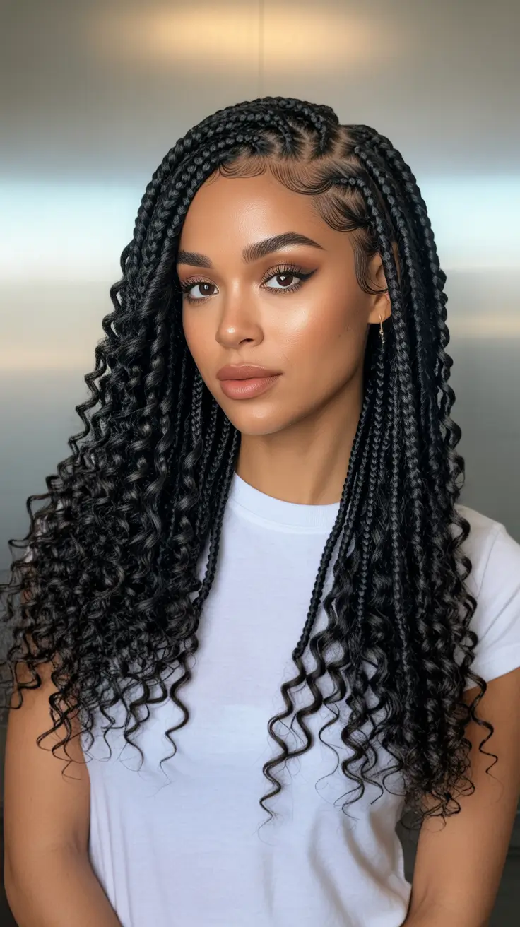 Modern hairdos for black women 2026 - Boho Curly Box Braids With Side Part Drama