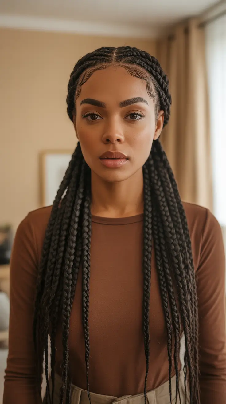 Modern hairdos for black women 2026 - Middle Part Plaquage Braids With Tailored Neutral Tones