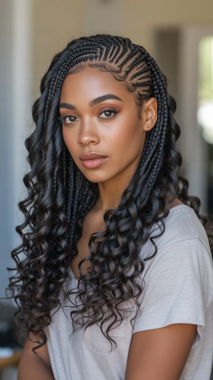 Modern Hairdos For Black Women 2026 - Fulani Inspired Braids With Cascading Curls