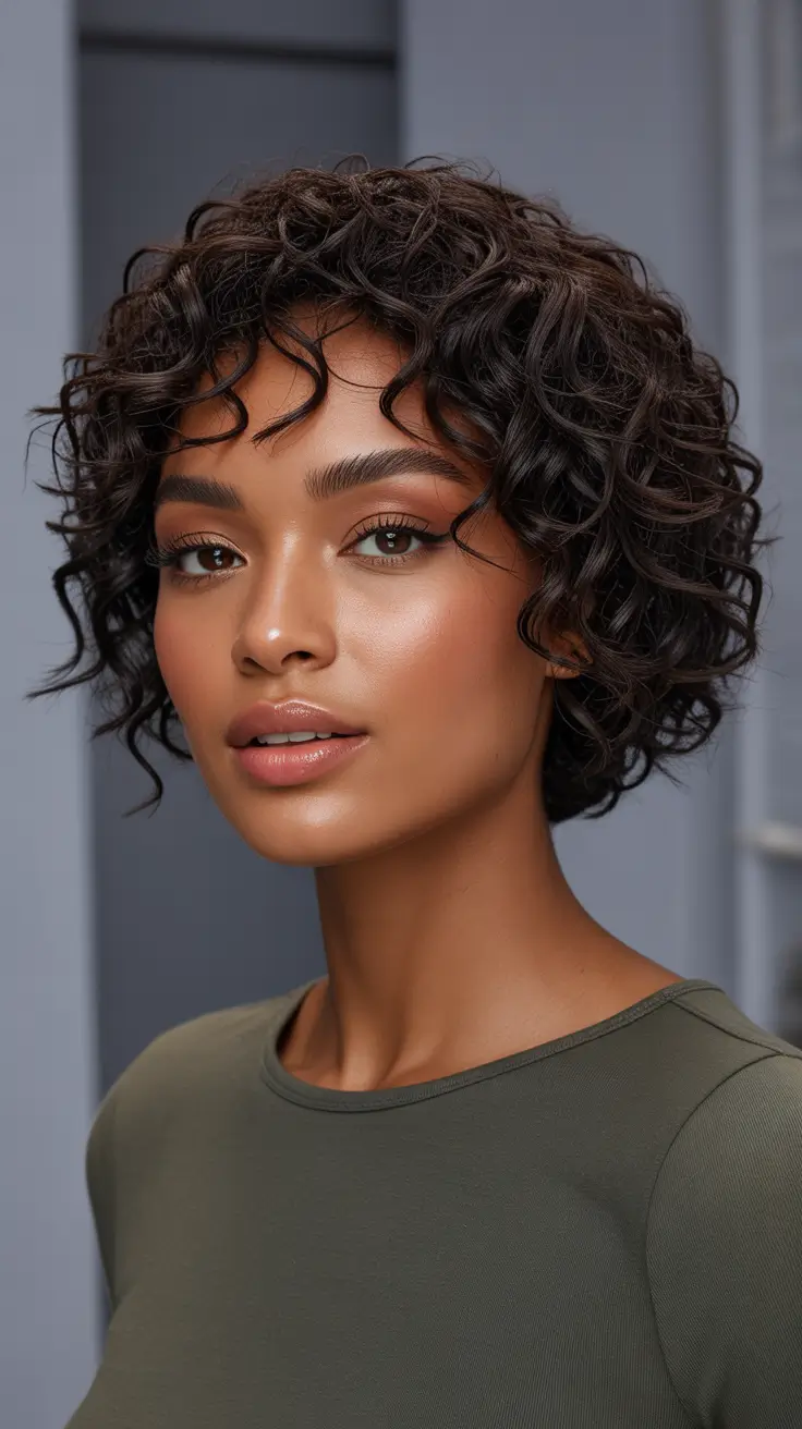 Modern hairdos for black women 2026 - Curly Bob With Airy Fringe Vibes
