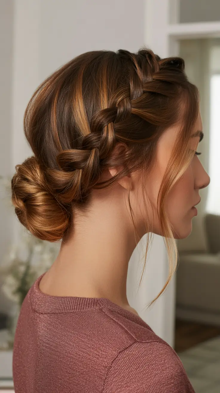Stylish hair ideas 2026 Braided Low Bun For Everyday Elegance