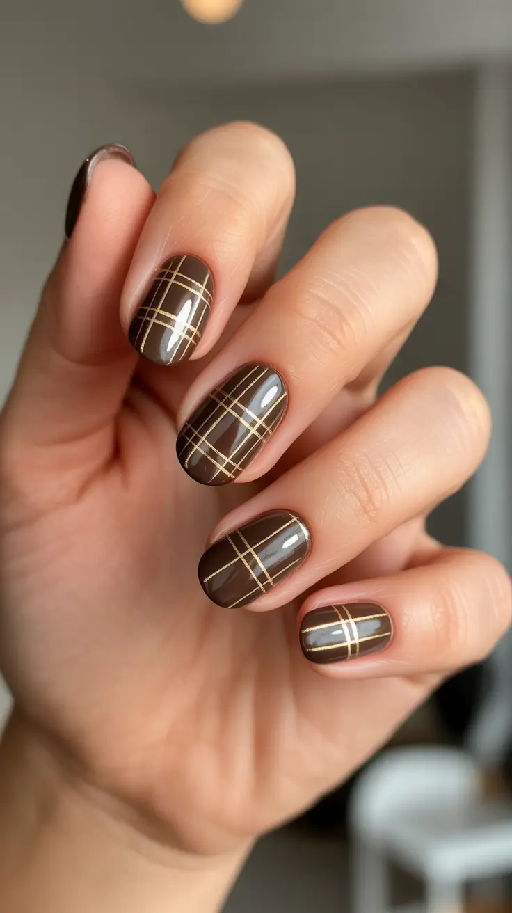 nail design trends 2026 Plaid Cocoa Minimalist