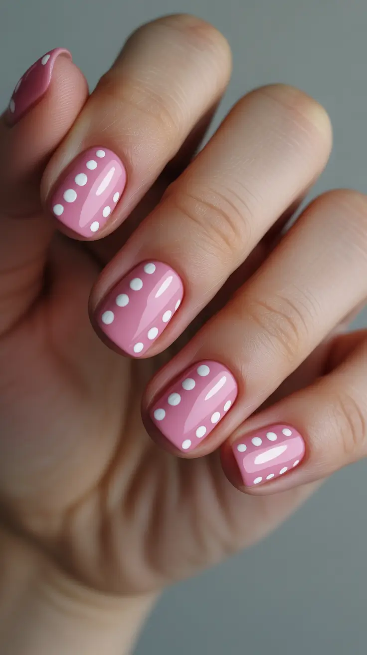 pink nails inspiration 2026 - Playful Polka Dot Short Pink