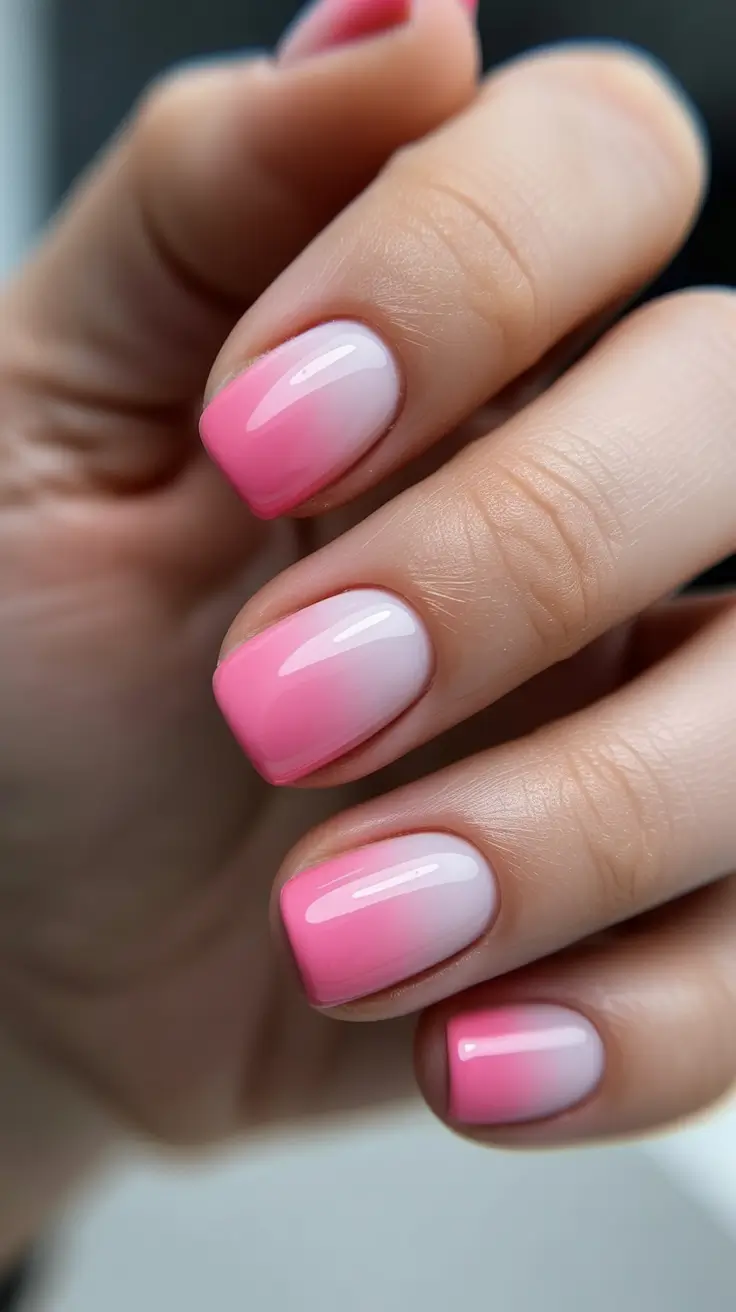 pink nails inspiration 2026 Soft Pink Ombre Glow