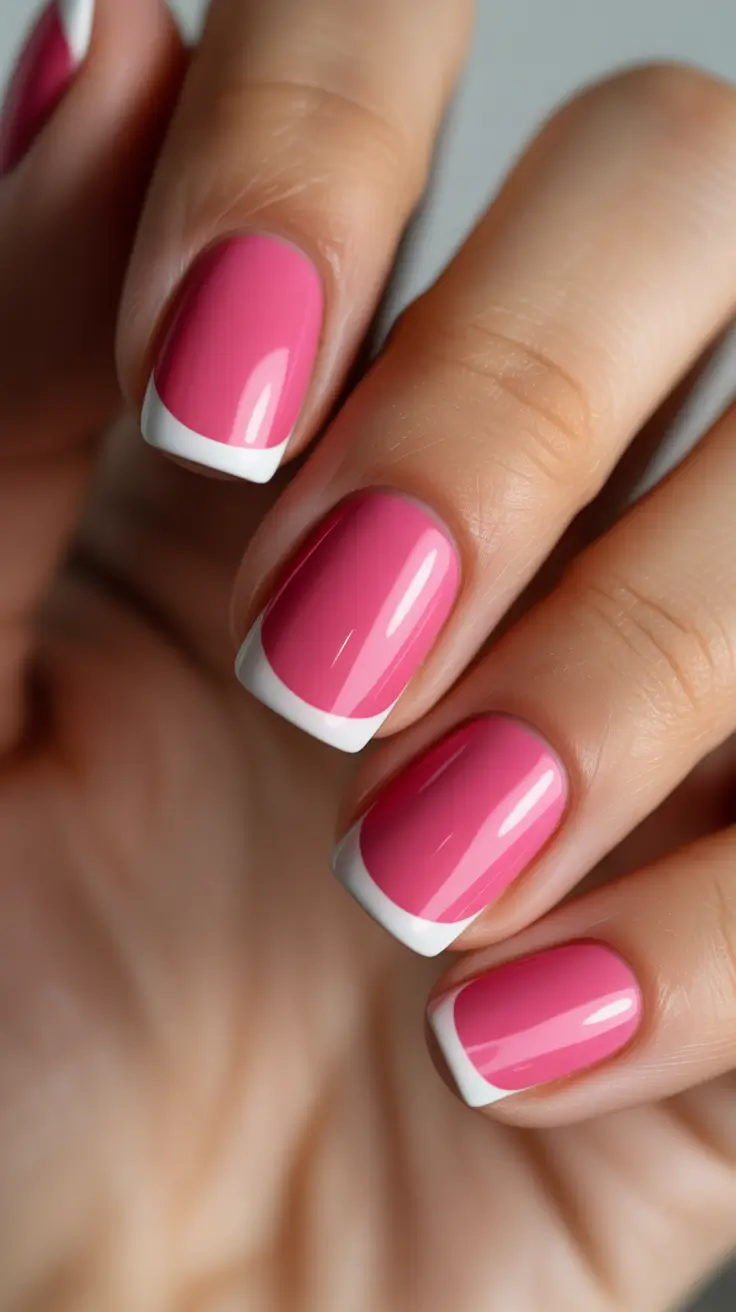 pink nails inspiration 2026 Classic Pink French Squares