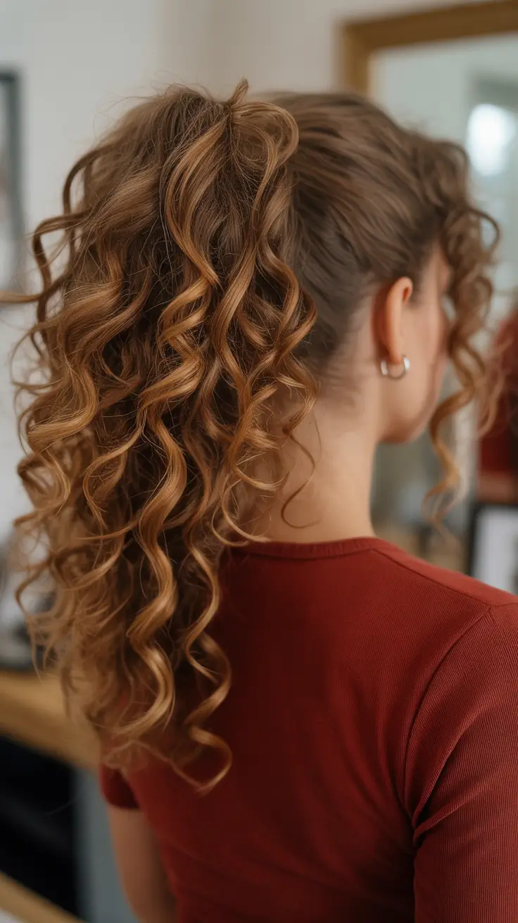 Easy ponytail hairstyles 2026 Curly High Ponytail With Extra Bounce