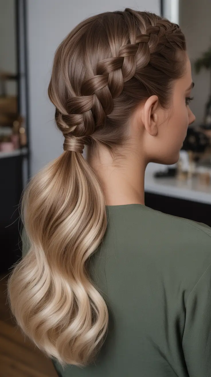 Easy ponytail hairstyles 2026 Romantic Braided Cascade Ponytail