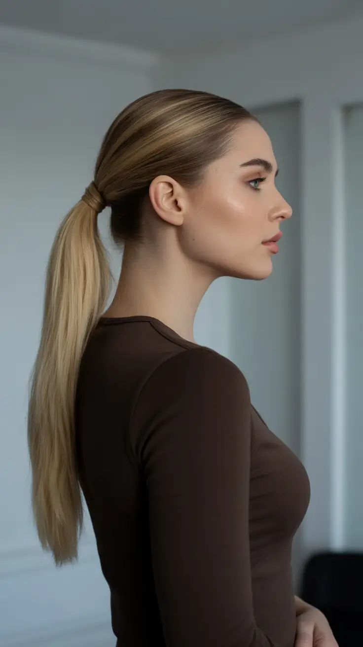 Easy ponytail hairstyles 2026 Minimal Sleek Mid Ponytail