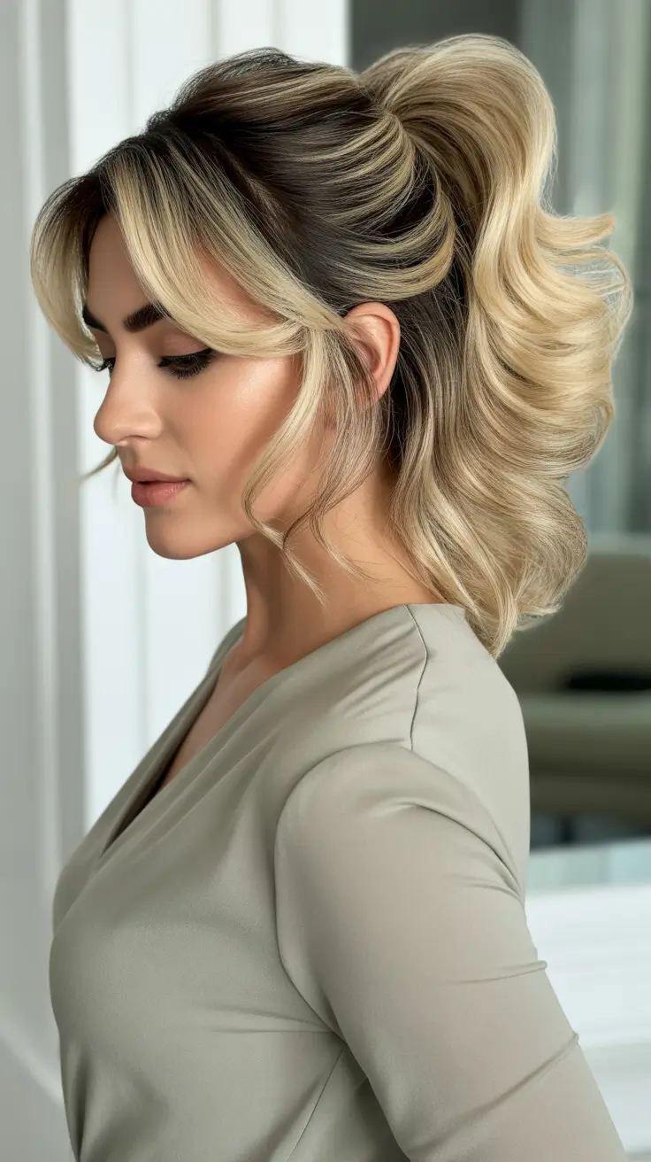 Easy ponytail hairstyles 2026 Soft Glam Ponytail With Face-Framing Waves