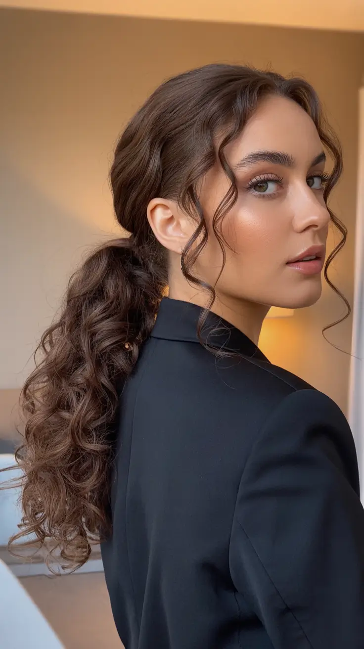 Easy ponytail hairstyles 2026 Soft Curly Ponytail With Face Framing Tendrils