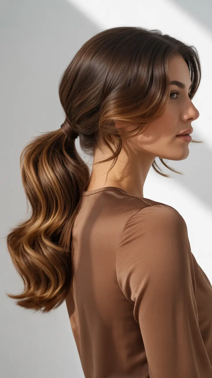 Easy ponytail hairstyles 2026 Soft Wavy Ponytail With Face Framing Pieces