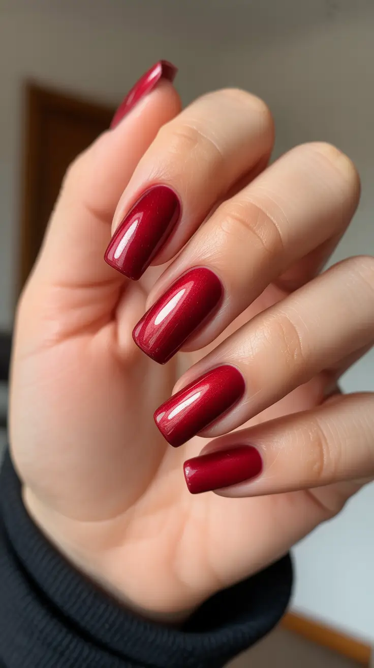 red nails inspiration 2026 - Long Classic Cherry Red Square Nails