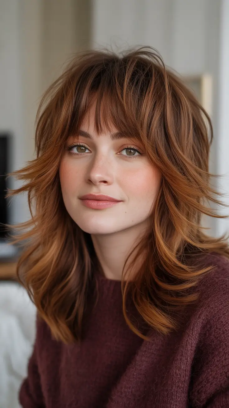 Chic shag haircuts 2026 Layered Copper Shag With Flipped Ends