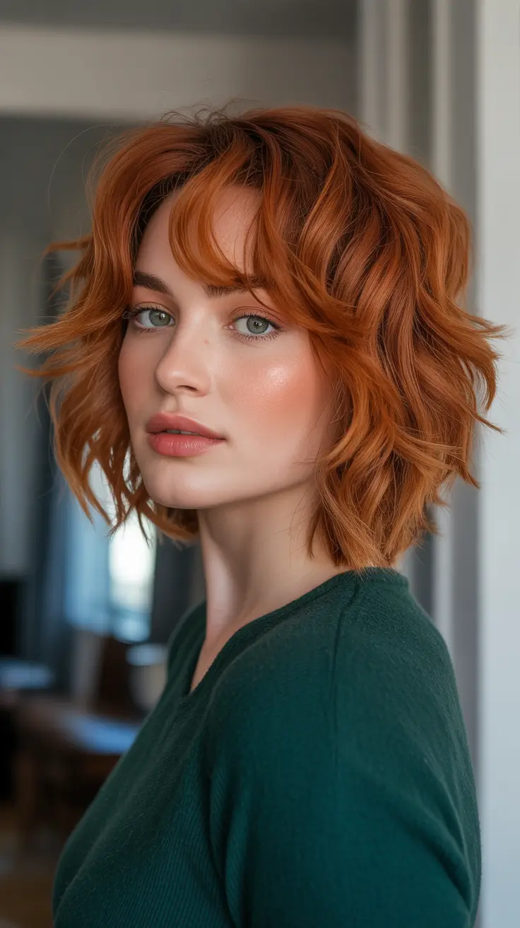 shag haircut - Copper Shag Bob With Flipped Ends