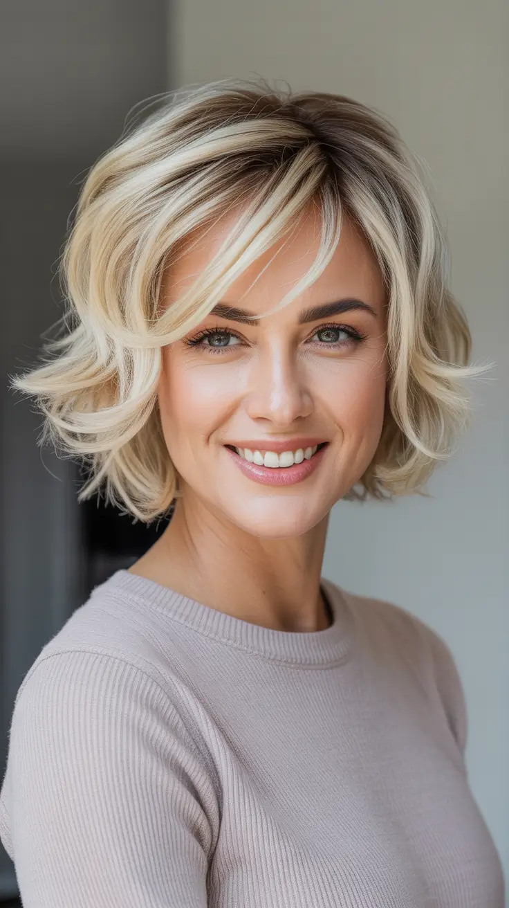 Stylish Short Haircuts 2026 - Textured Blonde Bob With Airy Fringe