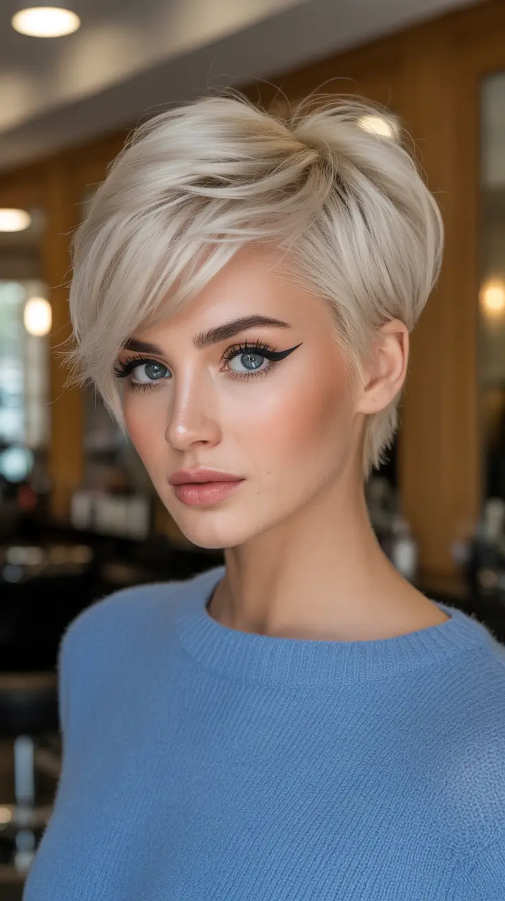 Stylish Short Haircuts 2026 Icy Swept Pixie With Salon-Chic Volume