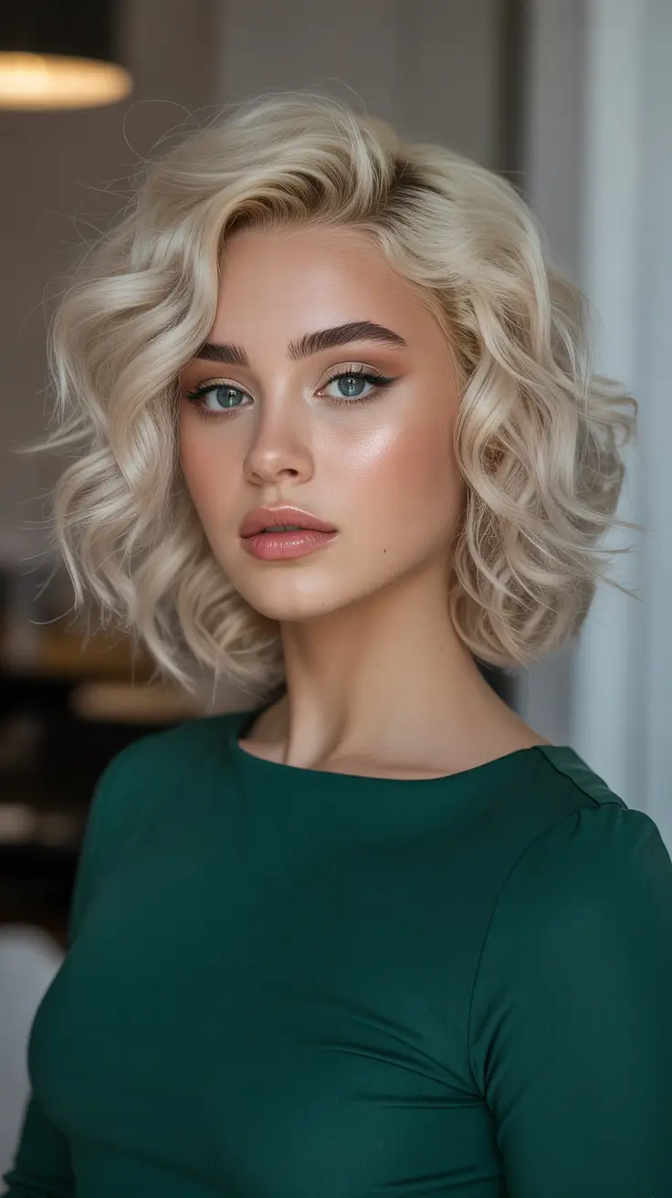 Stylish Short Haircuts 2026 Voluminous Blonde Bob With Sculpted Waves