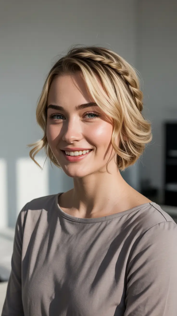 Stylish Short Haircuts 2026 Romantic Braided Bob For Soft Occasions