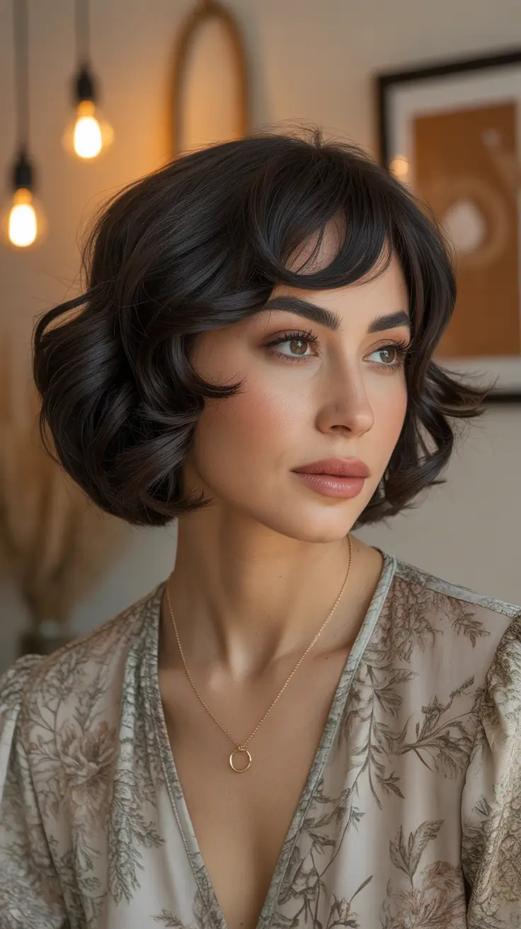 Stylish Short Haircuts 2026 - Romantic Wavy Bob With Soft Fringe