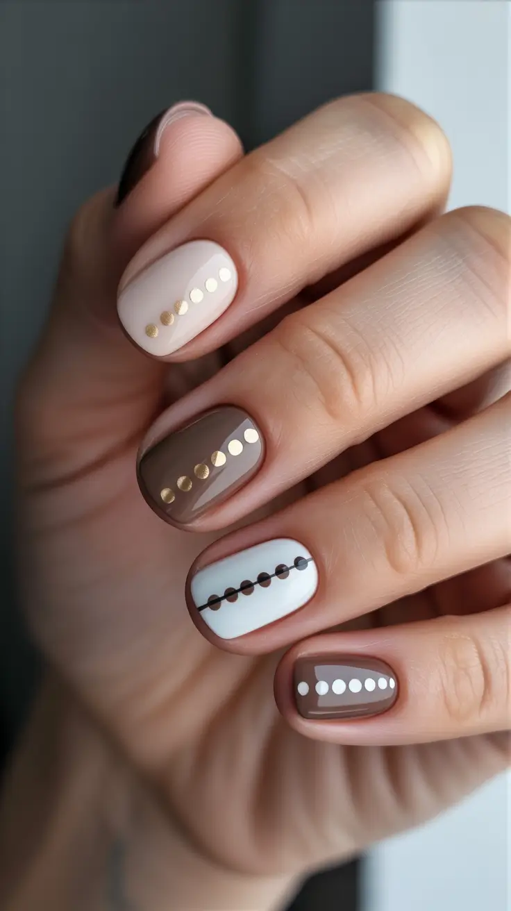 stylish short nails 2026 - Minimal Dot Line Short Nails