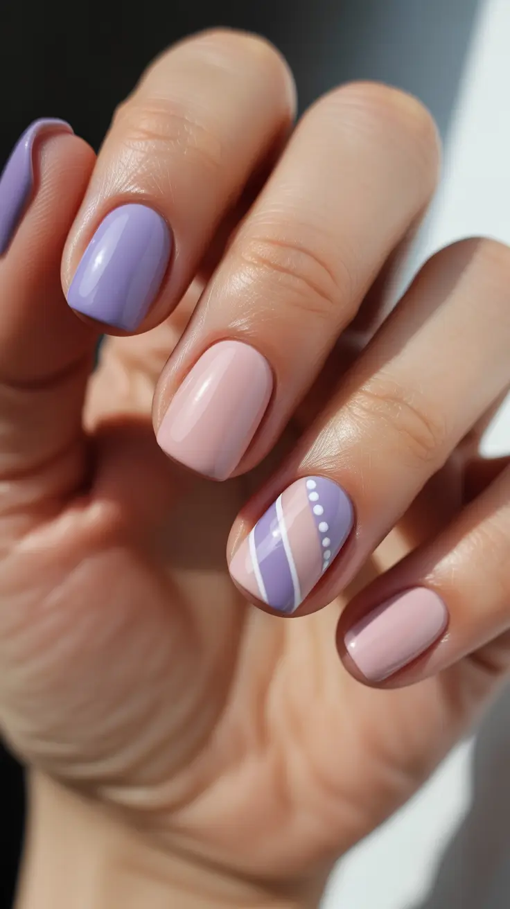 square nails trend 2026 Soft Lilac And Blush Graphic Square Nails
