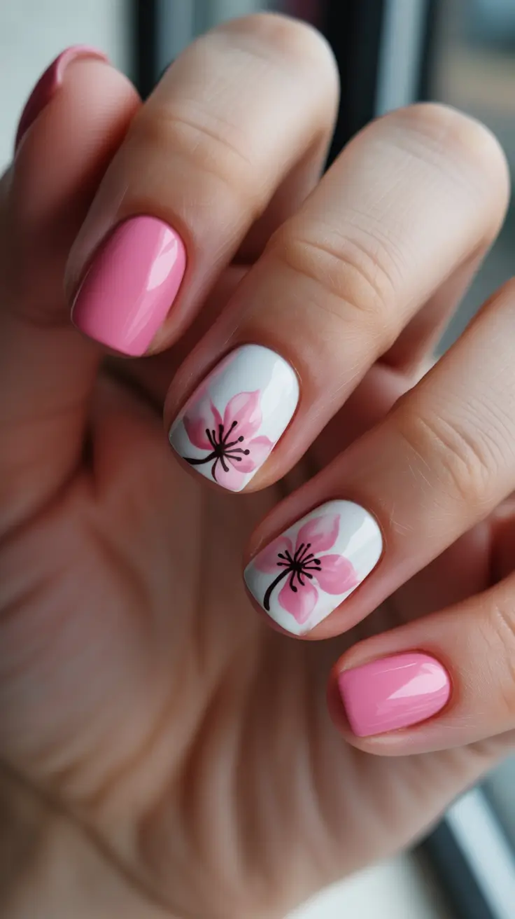square nails trend 2026 Pink Blossom Square Nails For Spring