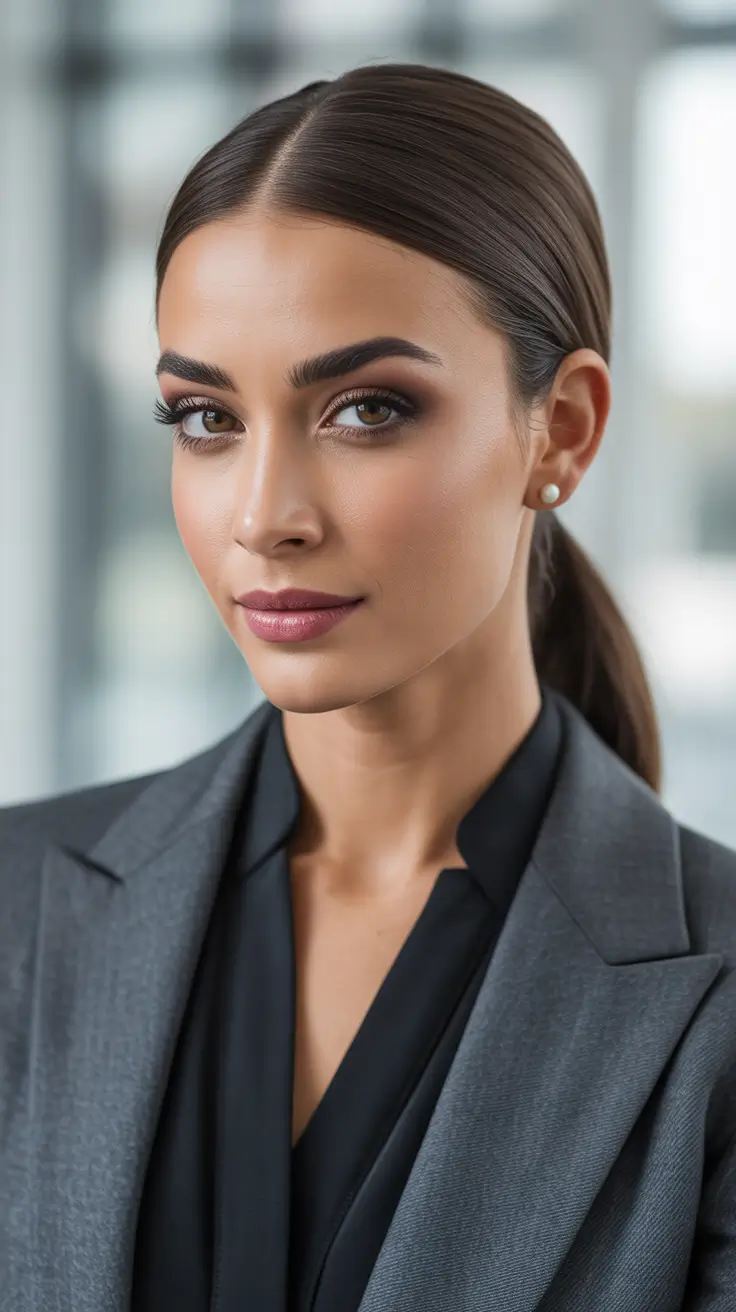Stylish straight hair looks 2026 Executive Sleek Ponytail For Boardroom Energy