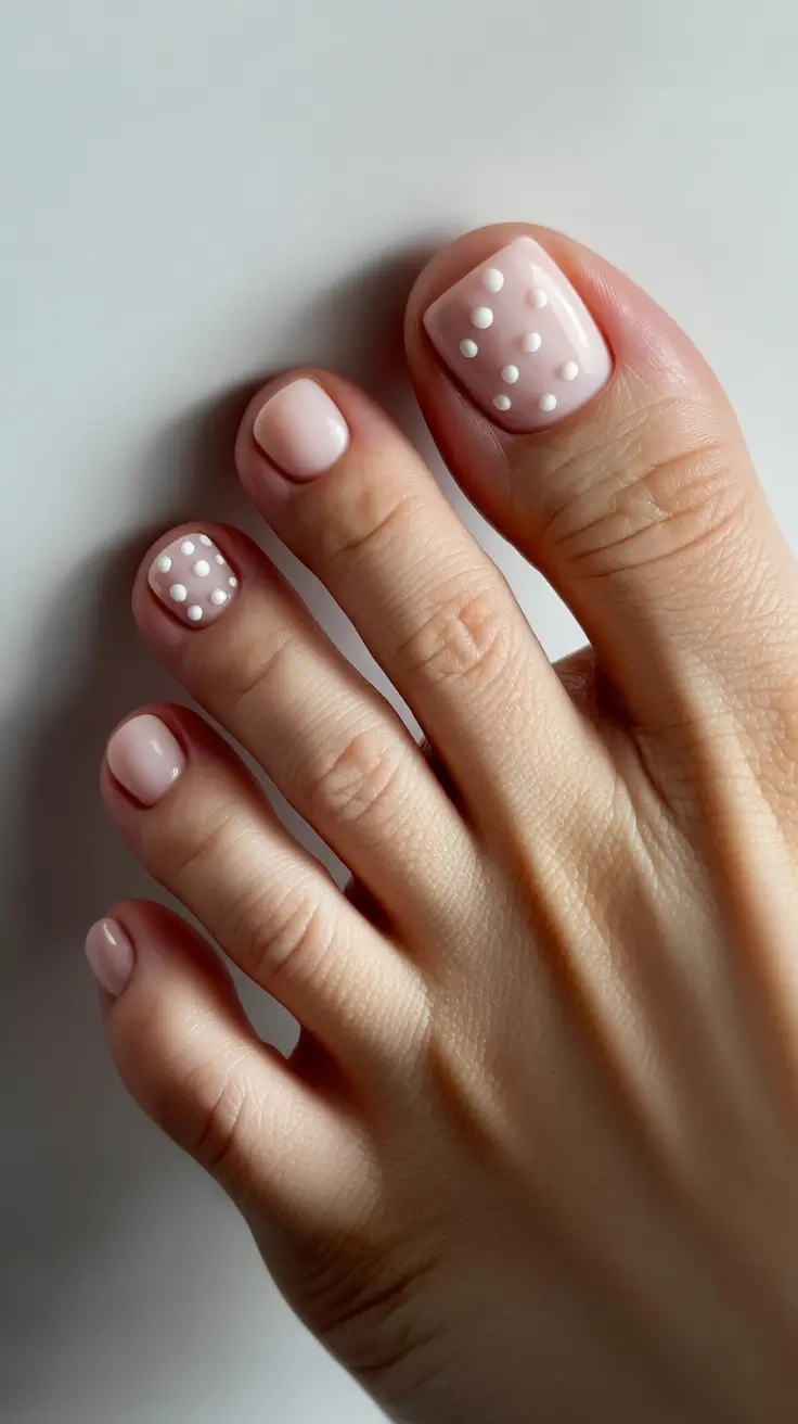trendy toe nails 2026 Soft Blush Dots For A Minimal Cute Moment