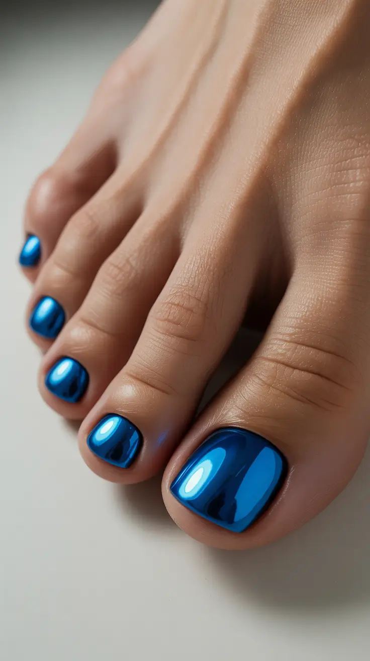 toe nail polish colors 2026 - Cobalt Chrome Blue Pedicure