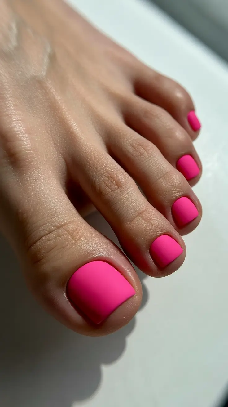 toe nail polish colors 2026 - Hot Pink Matte Statement Pedicure