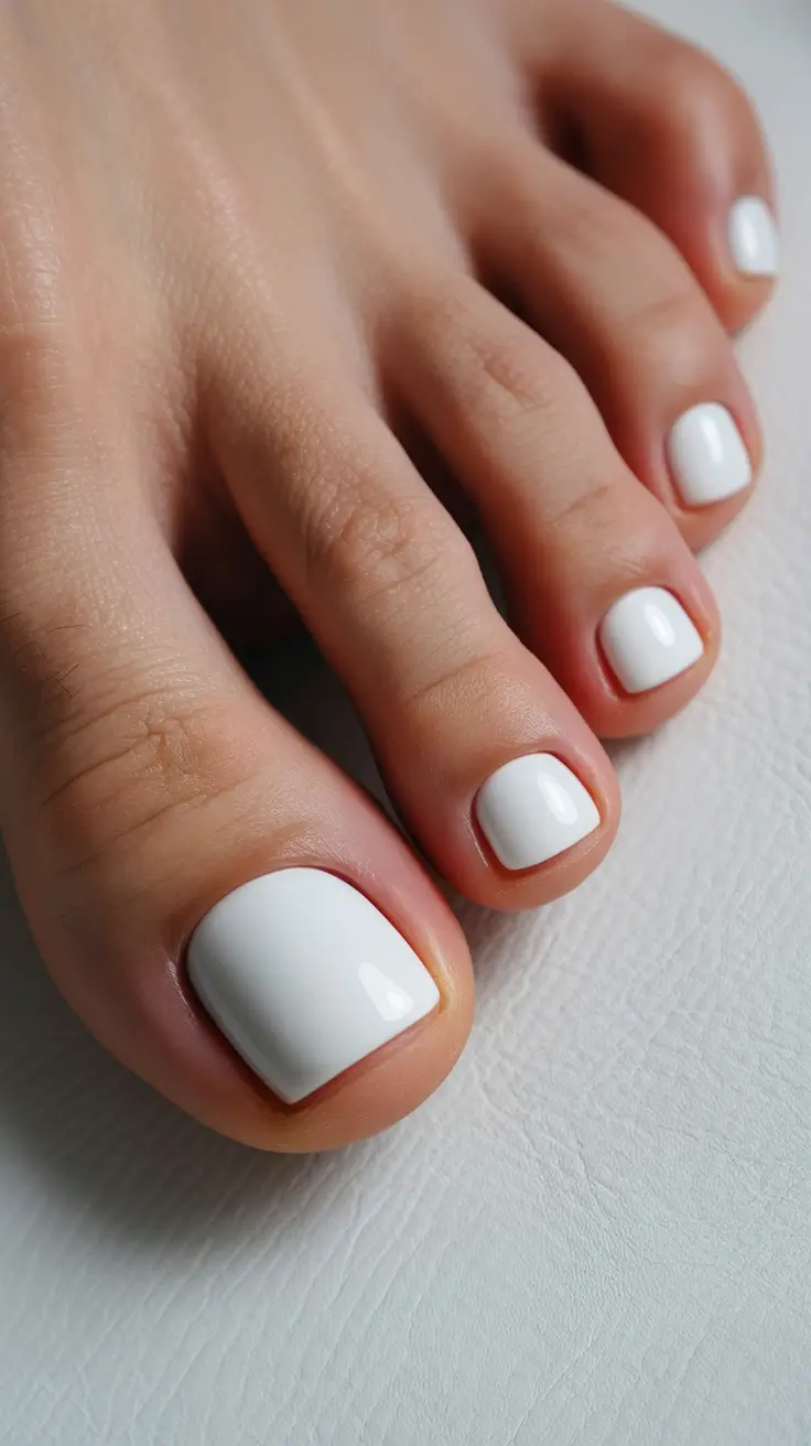 toe nail polish colors 2026 Crisp White Clean Pedicure