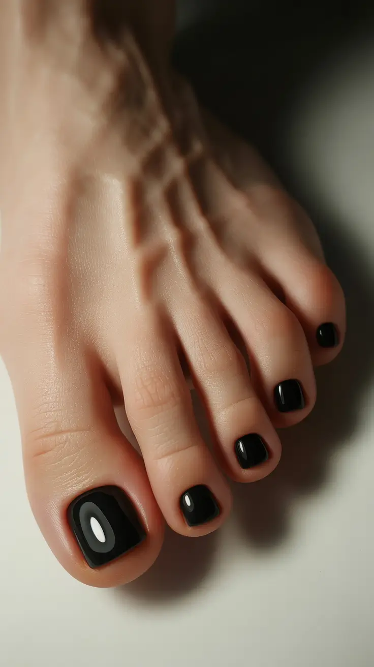 toe nail polish colors 2026 - Glossy Black For A Clean Editorial Finish