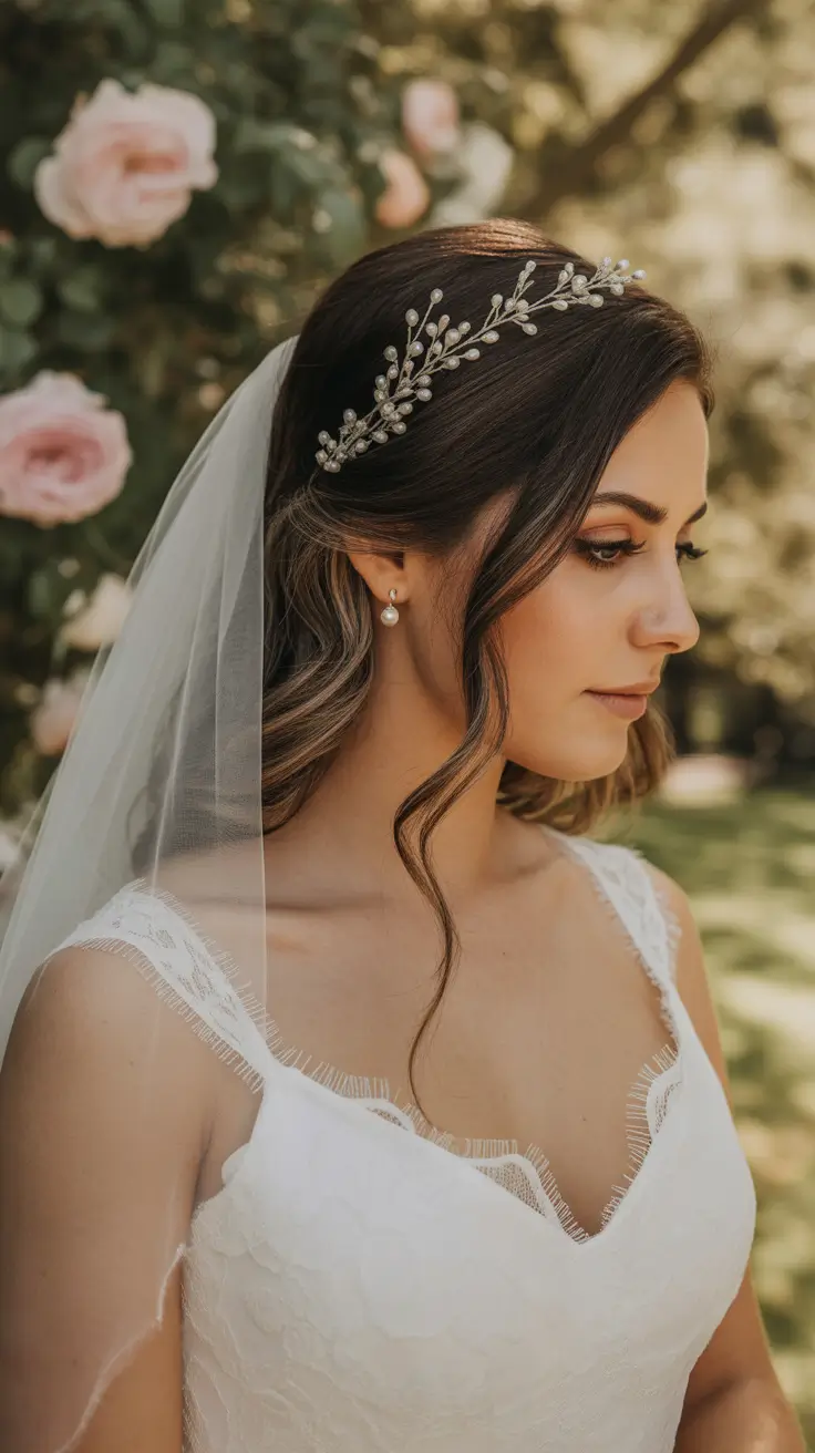 Wedding hair ideas 2026 Crystal Vine Low Updo With Soft Face Framing