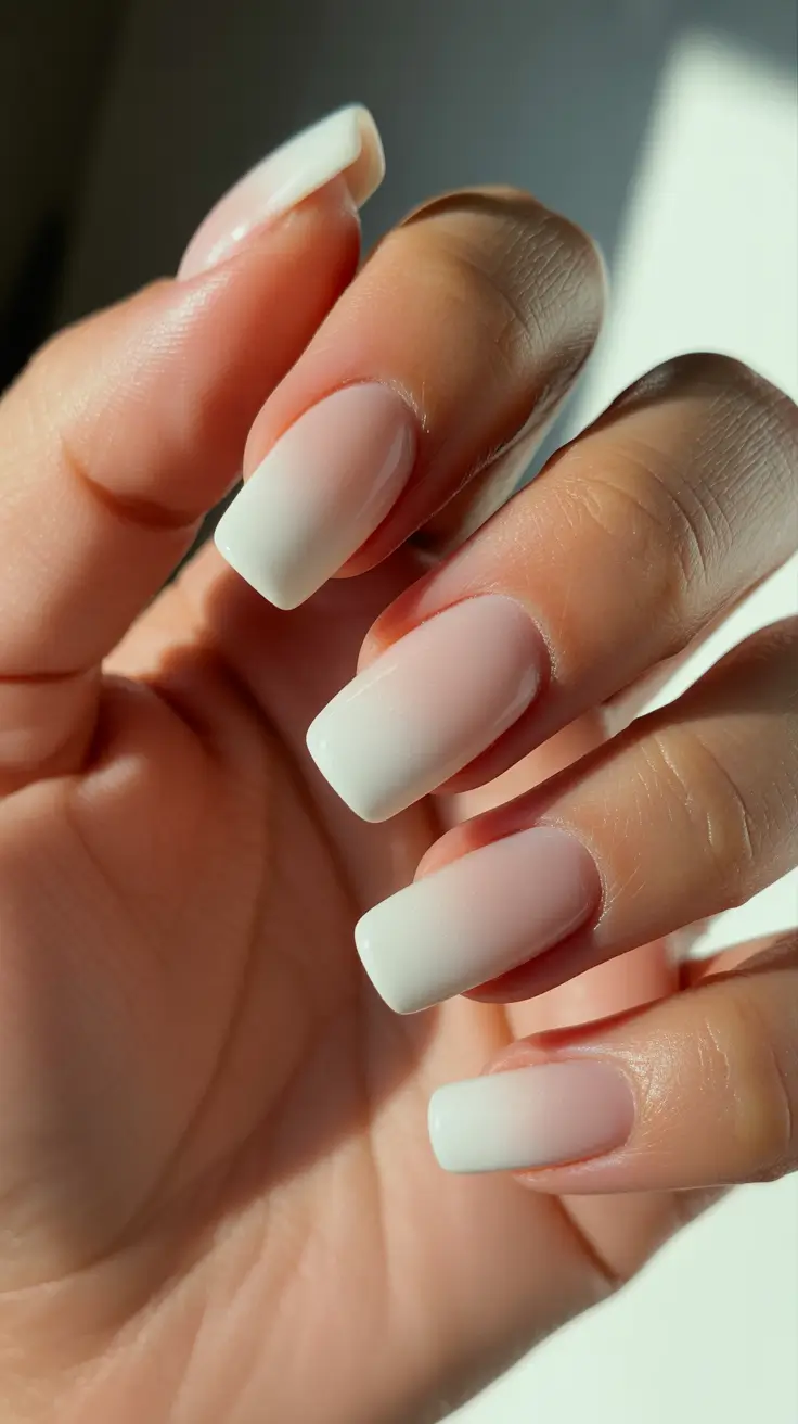 wedding nails for bride Soft Ombre Square For Minimalist Bride
