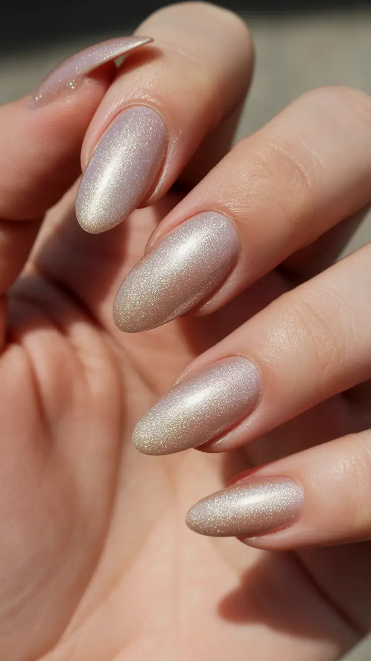 wedding nails for bride - Champagne Pearl Glow For Modern Minimalists