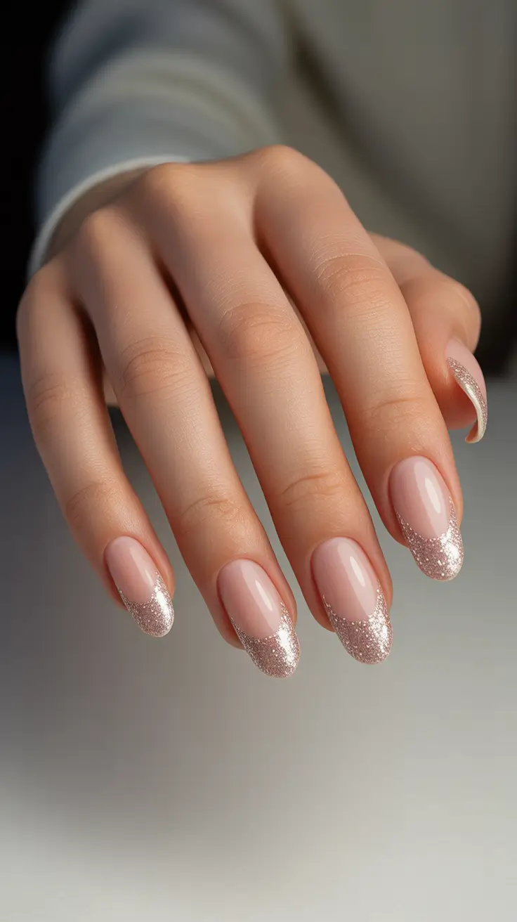 wedding nails for bride - Rose Gold French For An Evening Reception Glow