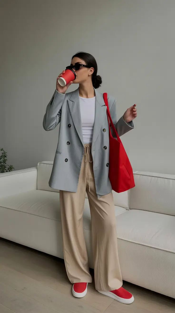 cold spring outfit aesthetic 2026 Red Gingham Shirt And Denim With Easy Spring Energy