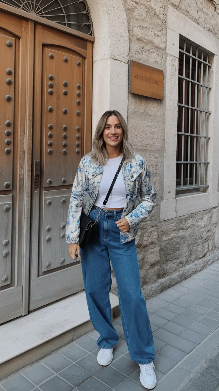 Trendy Every Day Spring Outfits 2026 - Floral Jacket And Relaxed Denim For Cute Spring Energy