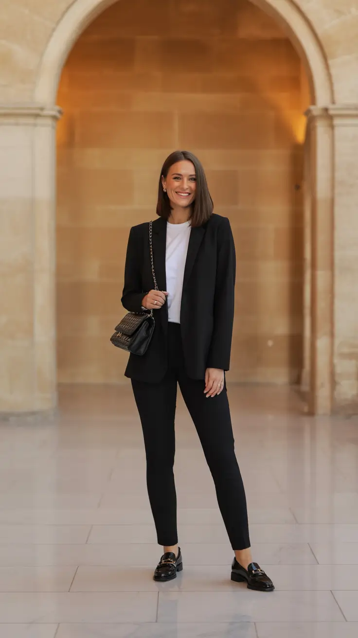 Trendy Every Day Spring Outfits 2026 - Black Blazer And Loafers For Clean Work Energy