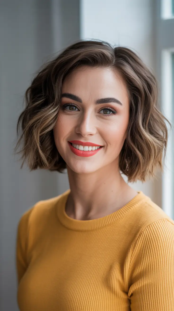 February Haircut Ideas 2026 - Textured Caramel Wave Bob With Soft Volume