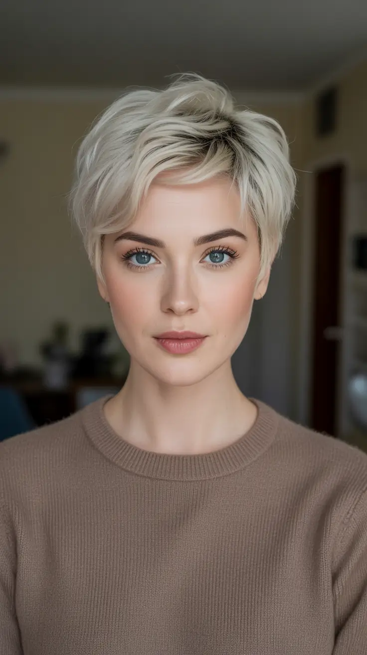 February Haircut Ideas 2026 - Icy Textured Pixie With Softly Short Layered Crown