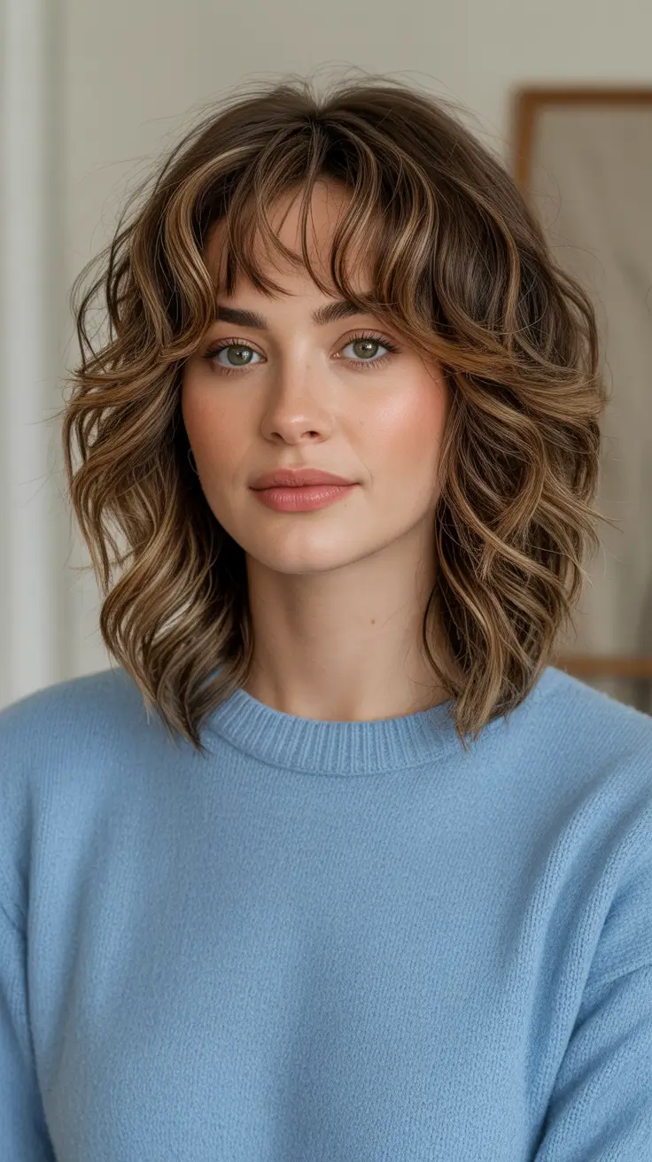 February Haircut Ideas 2026 - Shaggy Bob With Caramel Ribbon Texture