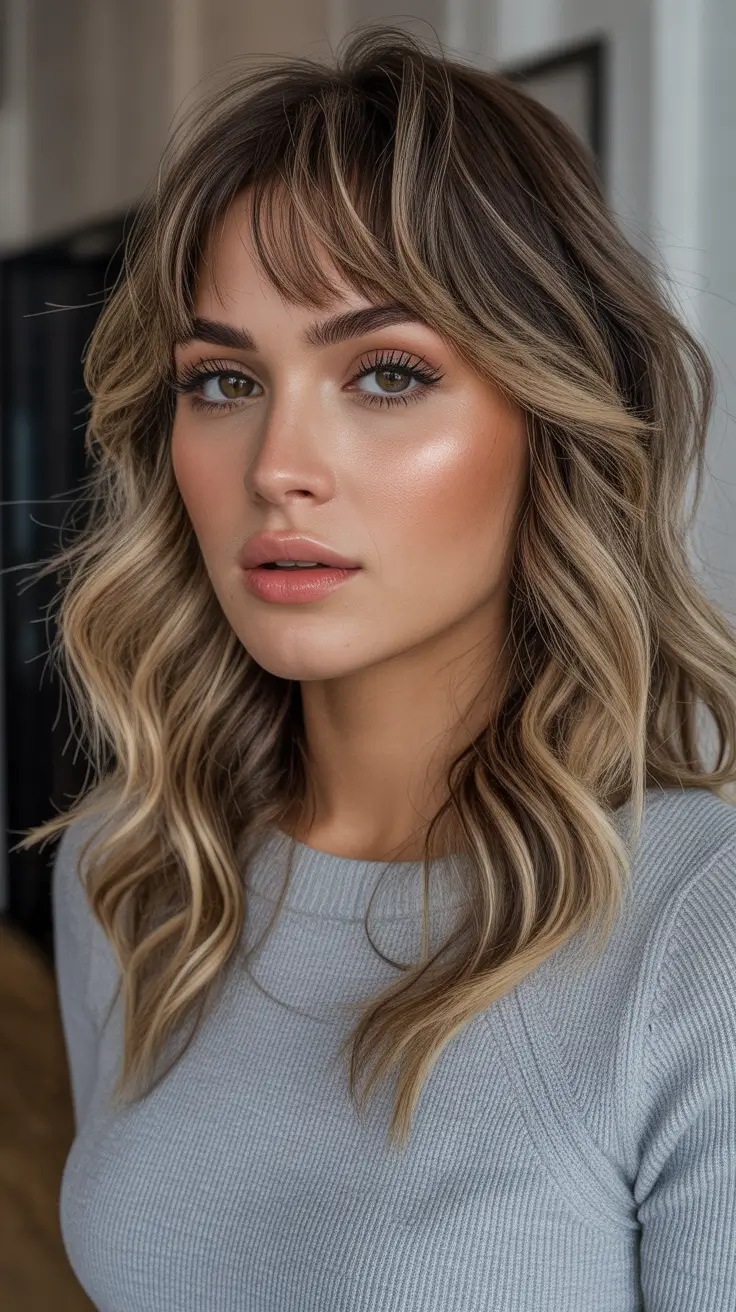 February Haircut Ideas 2026 - Soft Shaggy Waves With Wispy Fringe